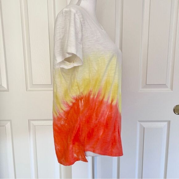 Vince Camuto Chevron Cotton Blend Tie Dye Tee in Passion Fruit Medium NWOT - Picture 3 of 6